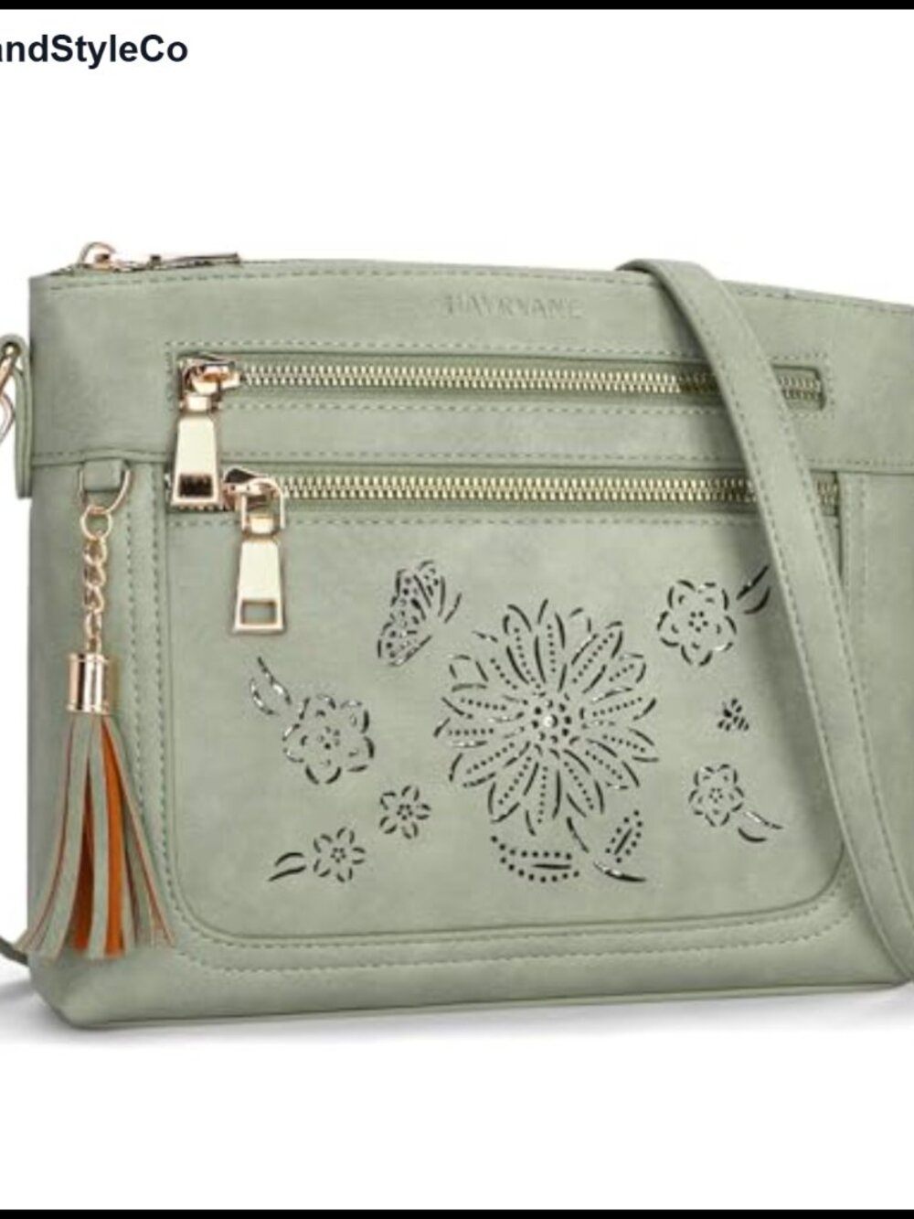Vegan Leather Small Crossbody Bag with Tassel Multi Pocket